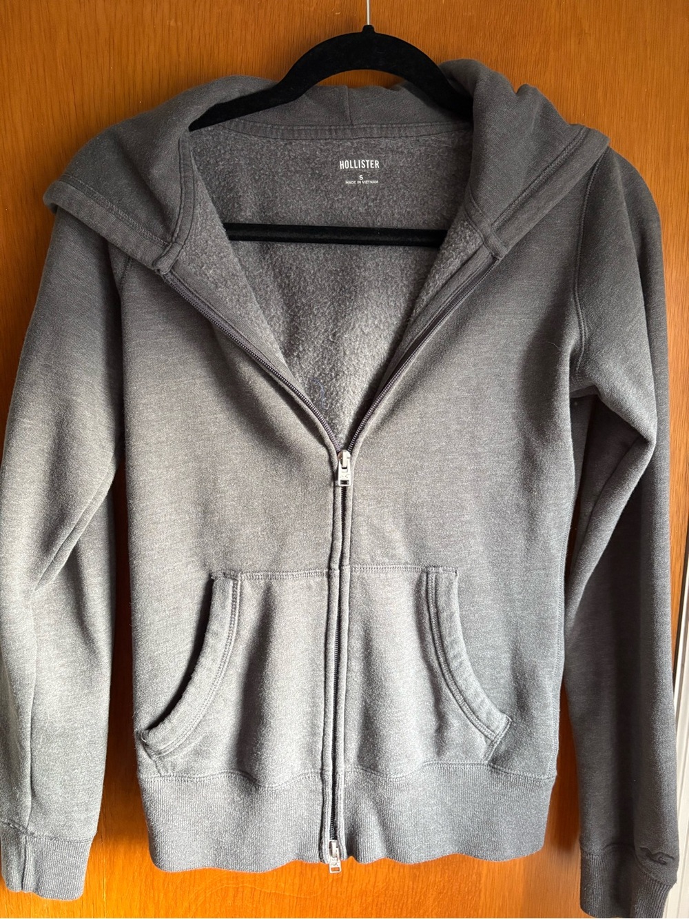 Hollister Heather Gray Hooded Full-Zip Sweatshirt